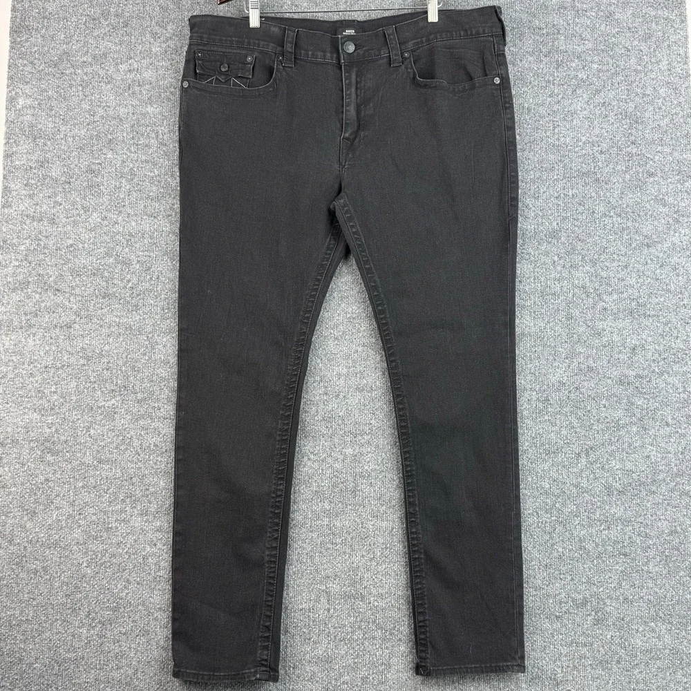 True Religion Rocco Jeans Mens 42x33 Black Relaxed Skinny Denim Casual Stretch